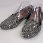 Nicole Miller NICOLE (by ) Bauble Herringbone Flats Black/White Studded-9 Photo 2