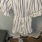 Ava Navy Blue & White Stripe Off‎ the Shoulder Romper Size 6 Photo 1