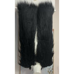 Topshop  Black Faux Fur Long Vest Open Front Sleeveless Jacket Coat Size M Photo 3