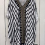 Cabana Life Navy and White Stripped Caftan with Gold Embroidery Size undefined Photo 1