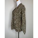Leslie Faye Vintage Marled Chunky V Neck Sweater Sz Medium Brown Cream Photo 2