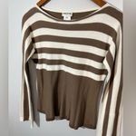 SONIA RYKIEL Paris Taupe Brown Striped Sweater Size 38 Photo 1