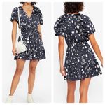 Ted Baker Steviee Polka Dot Puff Sleeve Dress Faux Wrap Dress Navy Photo 1