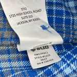 Stio Flannel Shirt Womens Size Med Blue Plaid Long Sleeve Dovetail Cabin Outdoor Photo 11