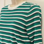 Anthropologie Suncoo Paris Pull Portland Striped Sweater Shimmer Green White Small Coastal New Photo 3
