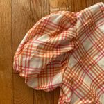 pink orange and white plaid gingham puff sleeve mini dress Size XS Photo 3