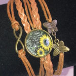 Sunflower You Are My Sunshine Butterfly Charm Bracelet Brown Photo 0