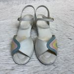Happy Go Lightly by TreadEasy 1970s Vintage Pastel Rainbow Sandals Size 7.5 White Photo 1