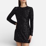 frame denim NWT FRAME Sequin Embellished Long Sleeve Mini Dress – Black – Size Small Photo 1
