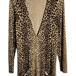 Chico's Cardigan Women XL Leopard Longline Long Sleeve Button Up Closet Staple Photo 0