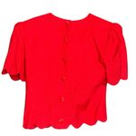 Richard Warren vintage Scoop Neck Red scalloped hem button down back Blazer 4 #7 Photo 2
