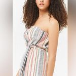 Forever 21 multicolored striped boho tube romper shorts with waist tie small NWT Photo 2