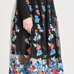 Maje  Jamie Black Floral Embroidered Tulle Midi Skirt size 1 Small $395 Photo 0