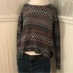 Pink Rose Sweater Slightly Cropped Aztec Geometric Pattern Size XS Soft Photo 9