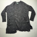 Roots Black Marled Knit Open Front Cardigan Sweater Pockets Size S Photo 0