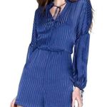 Alice + Olivia Callan Silk Romper striped blue long sleeve size US 4 Photo 0