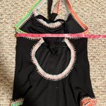 PilyQ  Platinum Black Crochet Rainbow Trim One Piece Swimsuit- Size Medium Photo 7