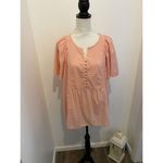 Terra & Sky Pink And White Top Size 0x (14w) NWT Belle Sleeve Tunic Blouse Photo 7