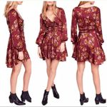 Free People New! Womens Printed Morning Light Mini Dress size 2 Long Sleeve Photo 1
