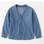Boho Coastal Grandma 100% Cotton Oversized Denim Lightweight Jacket Blue Photo 1
