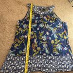 Lee Womens XL Tank Top Sleeveless Floral Blue Round Neck Photo 8