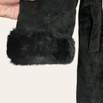Marvin Richards Vintage Suede Leather Faux Black Long Shearling Coat Size M Photo 5