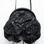 Vintage 1980s Bags By Pinky Genuine Leather Flower Applique Shoulder Bag Purse Black Photo 0