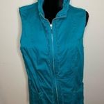Christopher & Banks Cotton Zip-front Ruffle Trim Casual Vest Teal XL Photo 2
