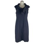 Classiques Entier  Check Sheath Dress Bow Neck Gray Brown Size 6 Photo 3