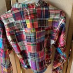 British Khaki  Multicolor madras Plaid ladies trucker jacket small Photo 5
