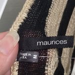 Maurice's Cardigan Womens Size M Open Front Brown Striped Knit Fringe Cap Sleeve Photo 2