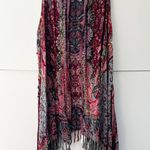 Raj paisley floral print Long Vest Embroidered Gift For Her Fringe Sleeveless Red Size undefined Photo 0