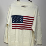 Elegant Ivory Sweater with American Flag Design Red Size M Photo 0