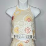 Sabo Skirt Halter Crop Top Shorts Set XS Tassel Trim Boho Floral Festival Outfit Photo 1