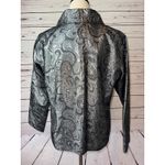 Chico's Blazer Button front jacket silver metallic size 2 Shacket Paisley Large Photo 9