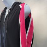 Venus  black hooded sweater midi dress with pink stripes Photo 4