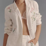 Anthropologie  linen embroidered blazer Photo 0