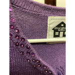 Storybook Vintage Knits purple sequin and beaded zip front sweater size L Size L Photo 7