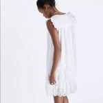 Madewell NWT  Eyelet Garden Dress White Cotton Ruffle Shoulder V-Neck Size Medium Photo 2