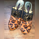 Nina  pony fur cheetah bejeweled mules Photo 0
