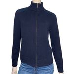 Ralph Lauren Lauren  Vintage Size L Navy Blue Cotton Knit Sweater Zip Up Cardigan Photo 1