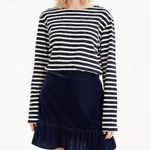 J.Crew Blue Velvet Skirt Pockets Ruffle Hem Stretch Waist Pull-on Lined Preppy Photo 1