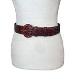 VTG Genuine Caiman Leather Waist Belt Made in Italy Croc Cognac Brown Sz 30 (S) Photo 2