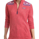 Vineyard Vines Shirt Women Medium Red Whale Isle Quarter Zip Pullover Preppy Photo 0