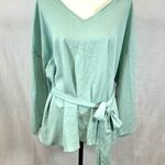 SheIn Mint green long sleeve vneck belted top size 2XL Photo 2