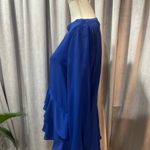 Elle  Royal Blue Ruffle Blouse  Sz Small-Long Sleeve-High/Low Photo 3