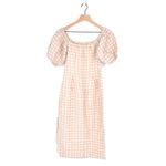 Winston White Lotus Off The Shoulder Linen Midi Dress Gingham Mauve Pink Cream S Photo 1