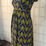 Boden Yellow Navy and Grey Floral ShortSleeve Dress Jersey Size 8 Photo 2