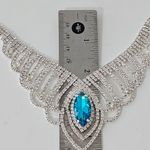 Blue Topaz Crystal Bridal Prom Necklace Set Silver Photo 9