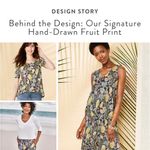 J.Jill Fruit Print Flounce Hem Double V Neck Knit Summer Dress Photo 1